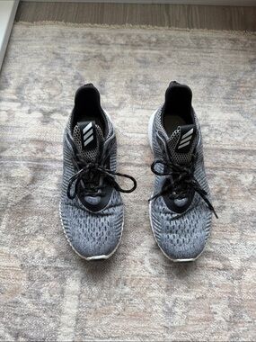 adidas Grey and Black Knit Running Shoes
